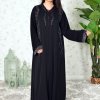 3931 1 A Modern Style Beads Embellished Black Nada Abaya