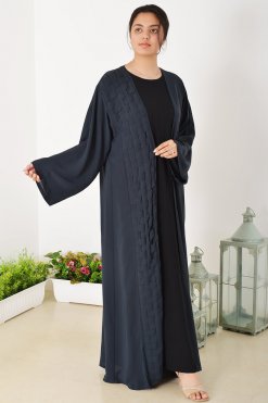 3932 3 Stylish Plain Bisht Abaya with Elegant Fabric Patterns for Effortless Sophistication