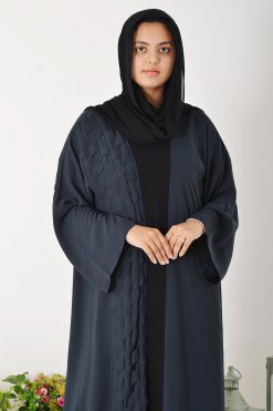 3932 6 Stylish Plain Bisht Abaya with Elegant Fabric Patterns for Effortless Sophistication