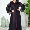 Radiate Elegance In Our Stone-Embellished Embroidered Organza Abaya