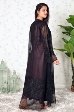 3933 7 Radiate Elegance In Our Stone-Embellished Embroidered Organza Abaya