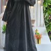 Beads Embellished Organza Abaya with Lining