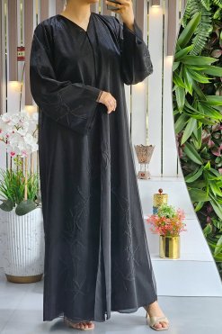 3935 3 Beads Embellished Organza Abaya with Lining