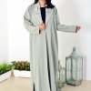 3936 1 Chic Collar Style Green Abaya with Hand Embroidery – Perfect for Every Occasion