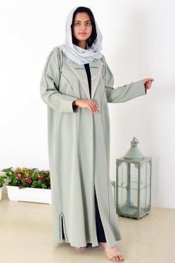 Chic Collar Style Green Abaya with Hand Embroidery – Perfect for Every Occasion 10 3936 4 Chic Collar Style Green Abaya with Hand Embroidery – Perfect for Every Occasion