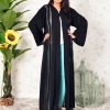 3937 1 Beads and Lace Embellished Black Chiffon Abaya