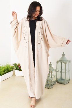 3940 3 2 Beads Embellished Bahraini Style Bisht Abaya