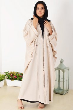 3940 5 2 Beads Embellished Bahraini Style Bisht Abaya