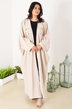 3940 6 2 Beads Embellished Bahraini Style Bisht Abaya