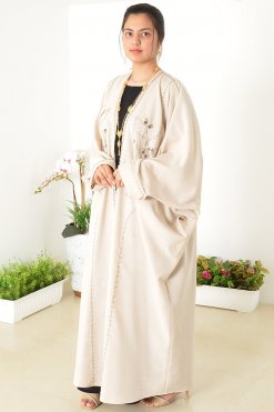 3940 9 2 Beads Embellished Bahraini Style Bisht Abaya