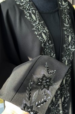 3941 4 2 Beads Embellished Embroidered Bisht Abaya