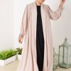 3944 1 1 Beads Embellished Pleated Style Bisht Abaya with Stylish Sleeves