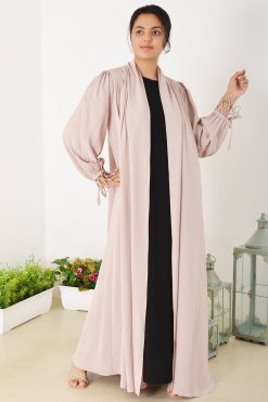 Beads Embellished Pleated Style Bisht Abaya with Stylish Sleeves 13 3944 7 1 Beads Embellished Pleated Style Bisht Abaya with Stylish Sleeves