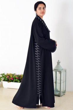 3945 3 1 Discover Elegance With Our Classic Look Coat Style Embroidered Abaya
