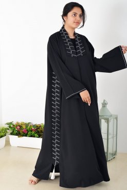 3945 4 1 Discover Elegance With Our Classic Look Coat Style Embroidered Abaya