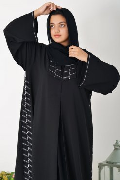 3945 6 1 Discover Elegance With Our Classic Look Coat Style Embroidered Abaya
