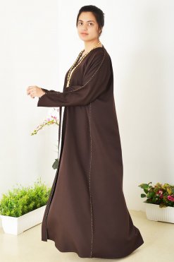 3948 3 1 Cuff Style Lace Embellished Abaya - Elevate Your Wardrobe with Style and Elegance
