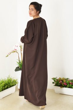 3948 5 1 Cuff Style Lace Embellished Abaya - Elevate Your Wardrobe with Style and Elegance