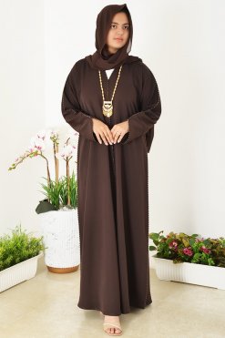 3948 6 1 Cuff Style Lace Embellished Abaya - Elevate Your Wardrobe with Style and Elegance