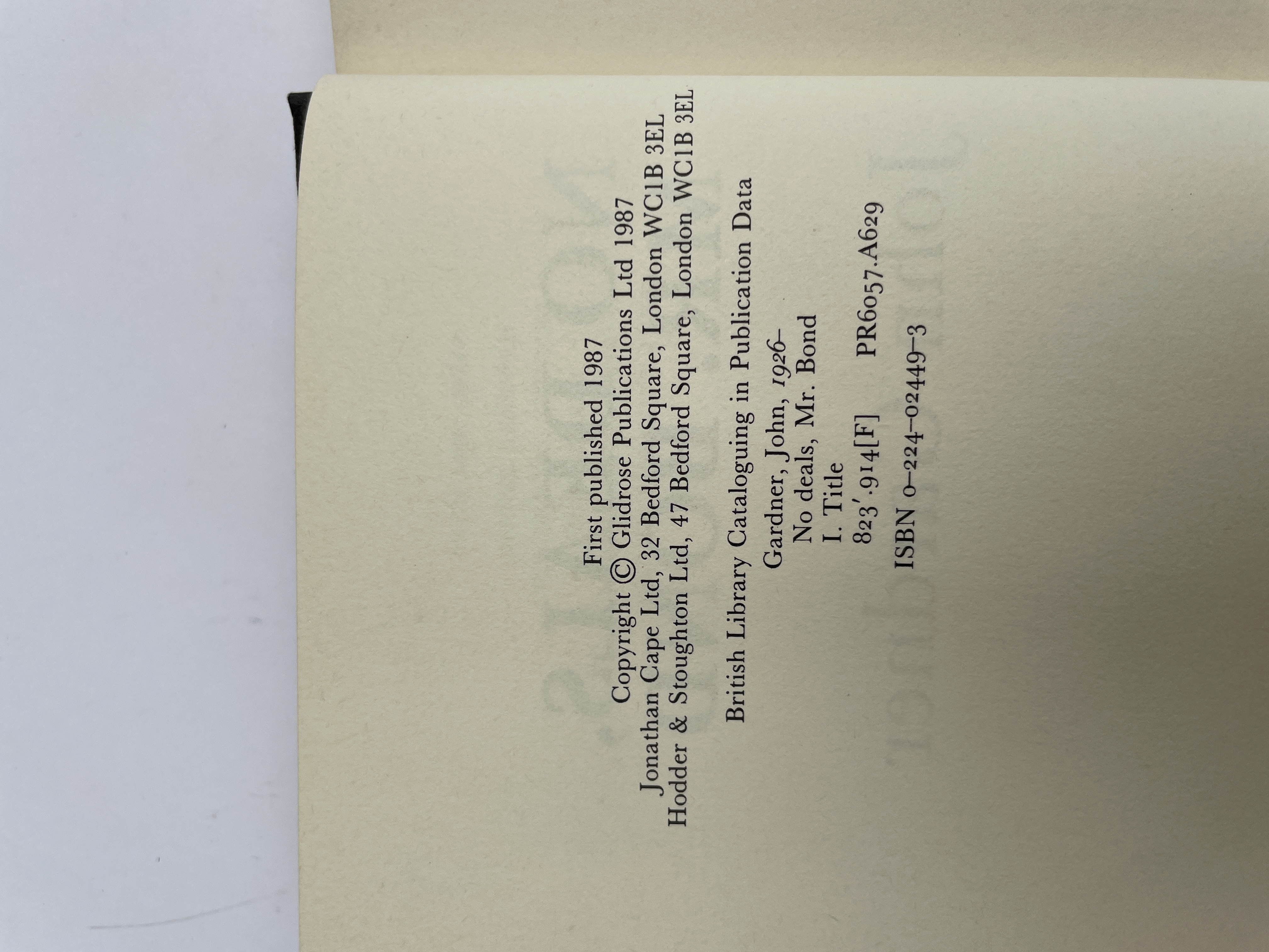 john gardner no deals mr bond first edition2