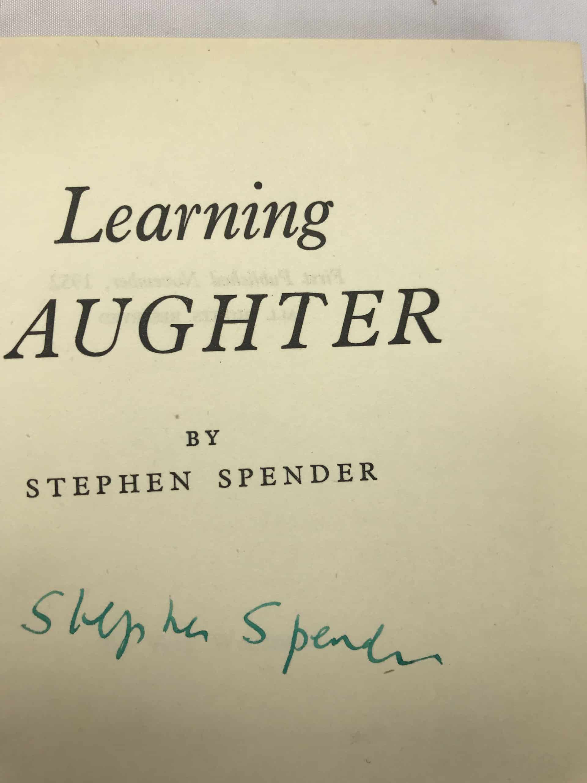 stephen spender learning laughter signed first edition2
