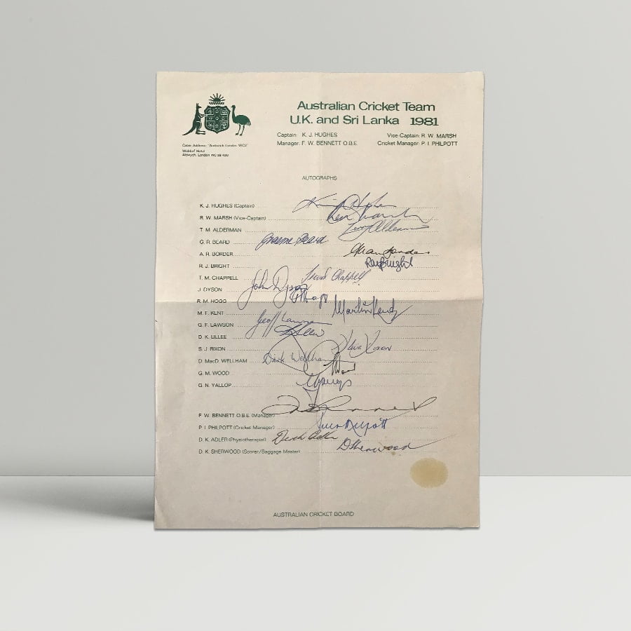 australian cricket team signed squad sheet