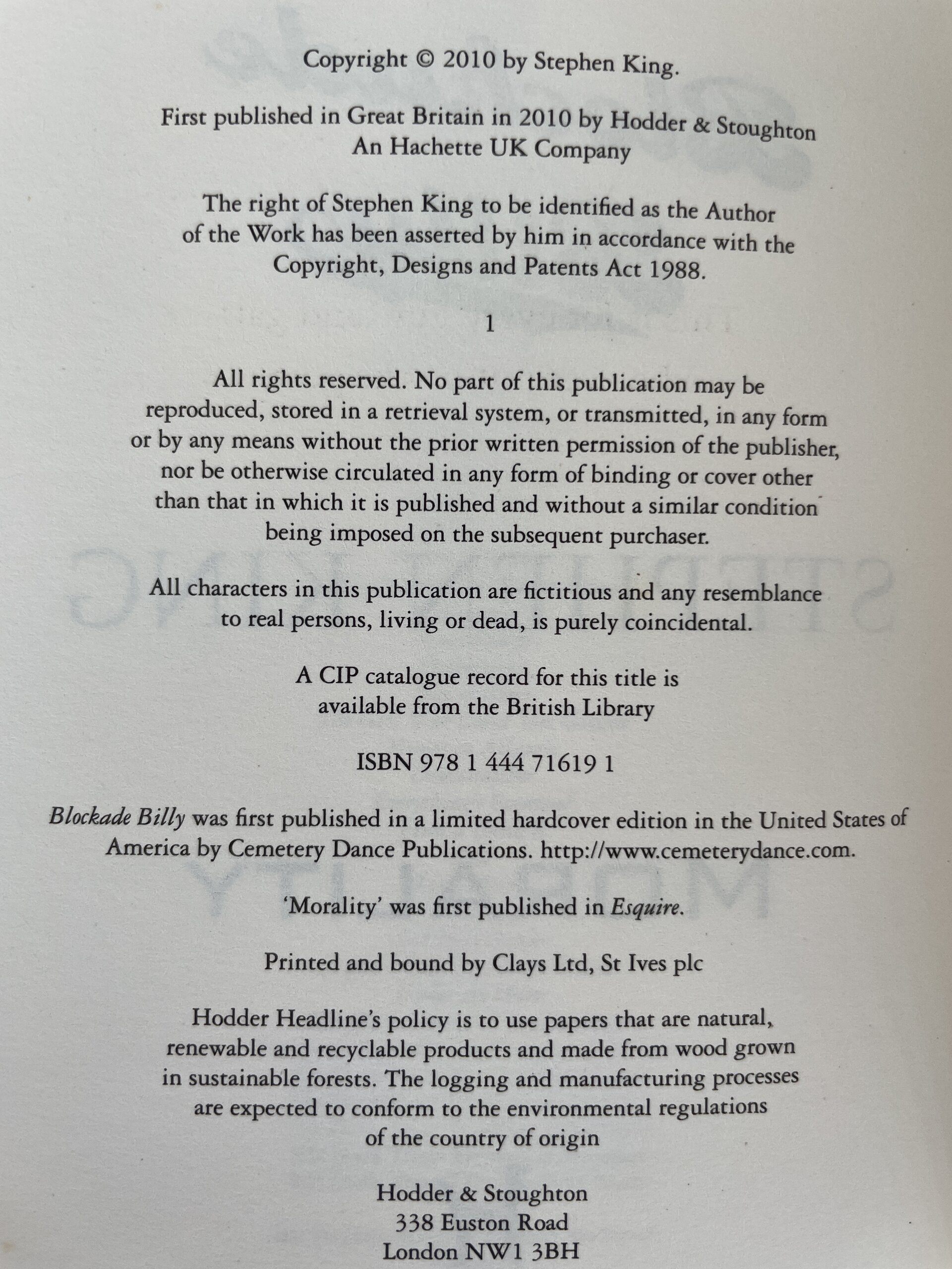 stephen king blockade billy first uk edition2