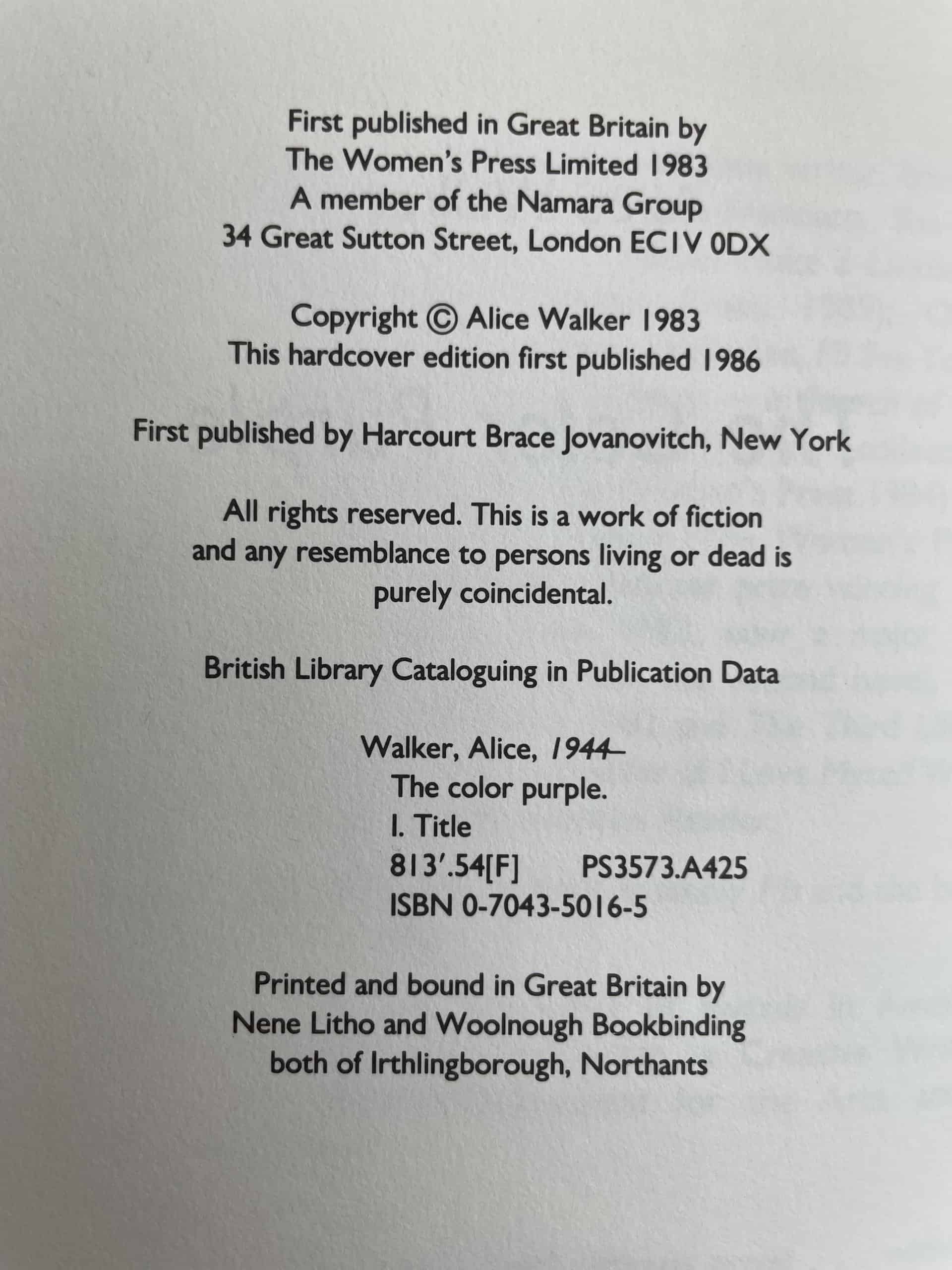 alice walker the color purple first ed2