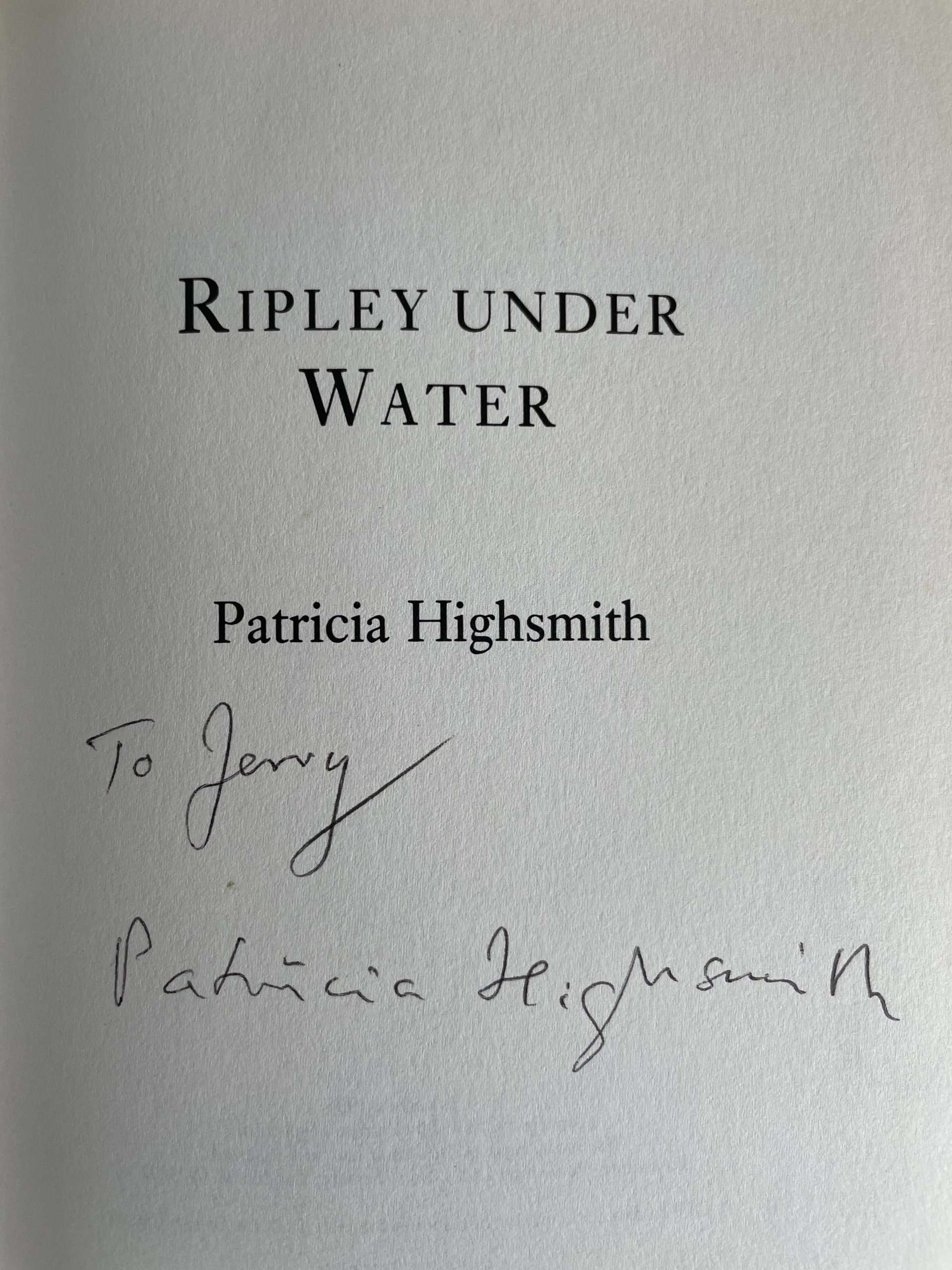 patricia highsmith ripley under water signed first 3