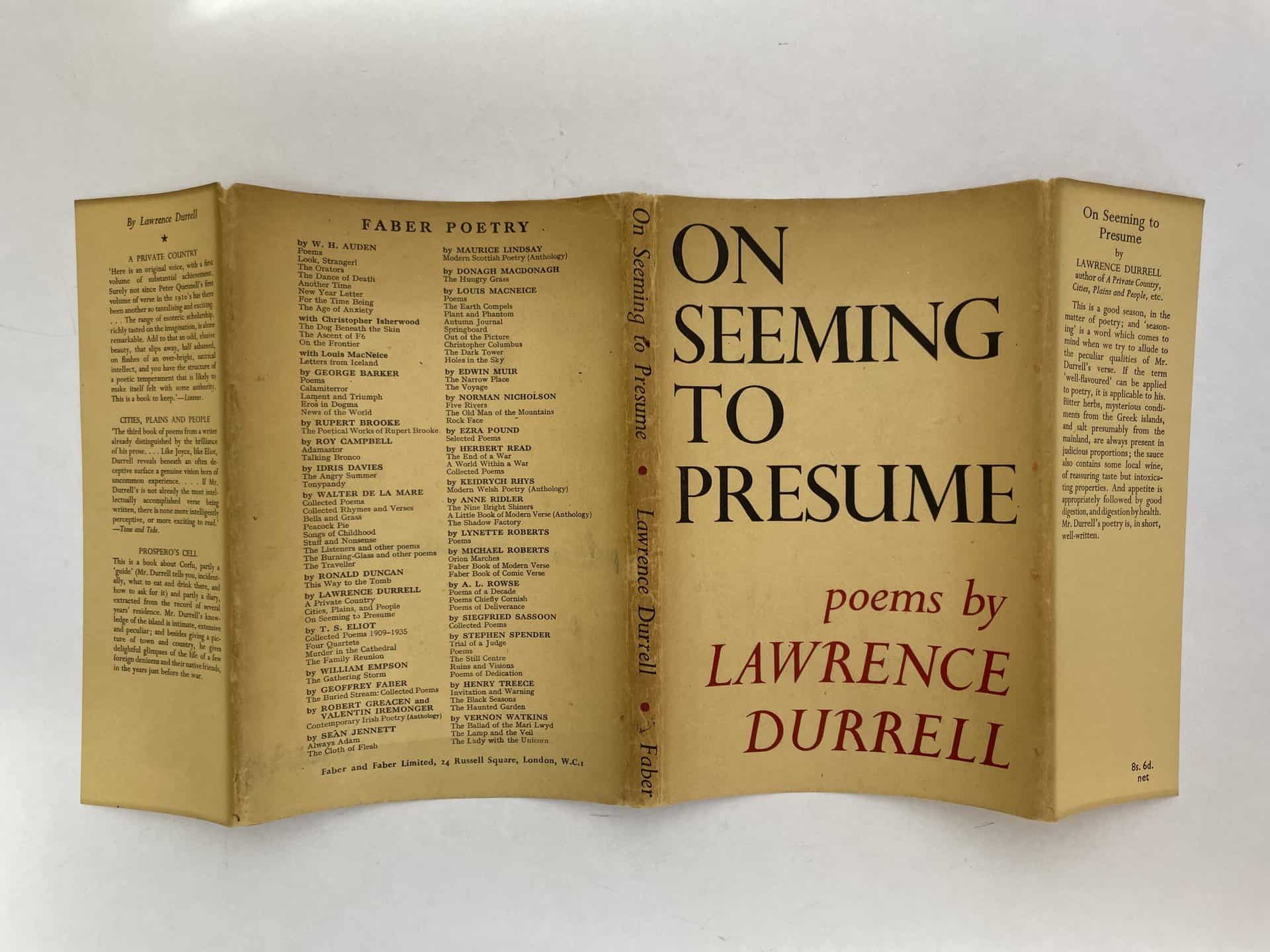 lawrence durrell on seeming to presume first ed4