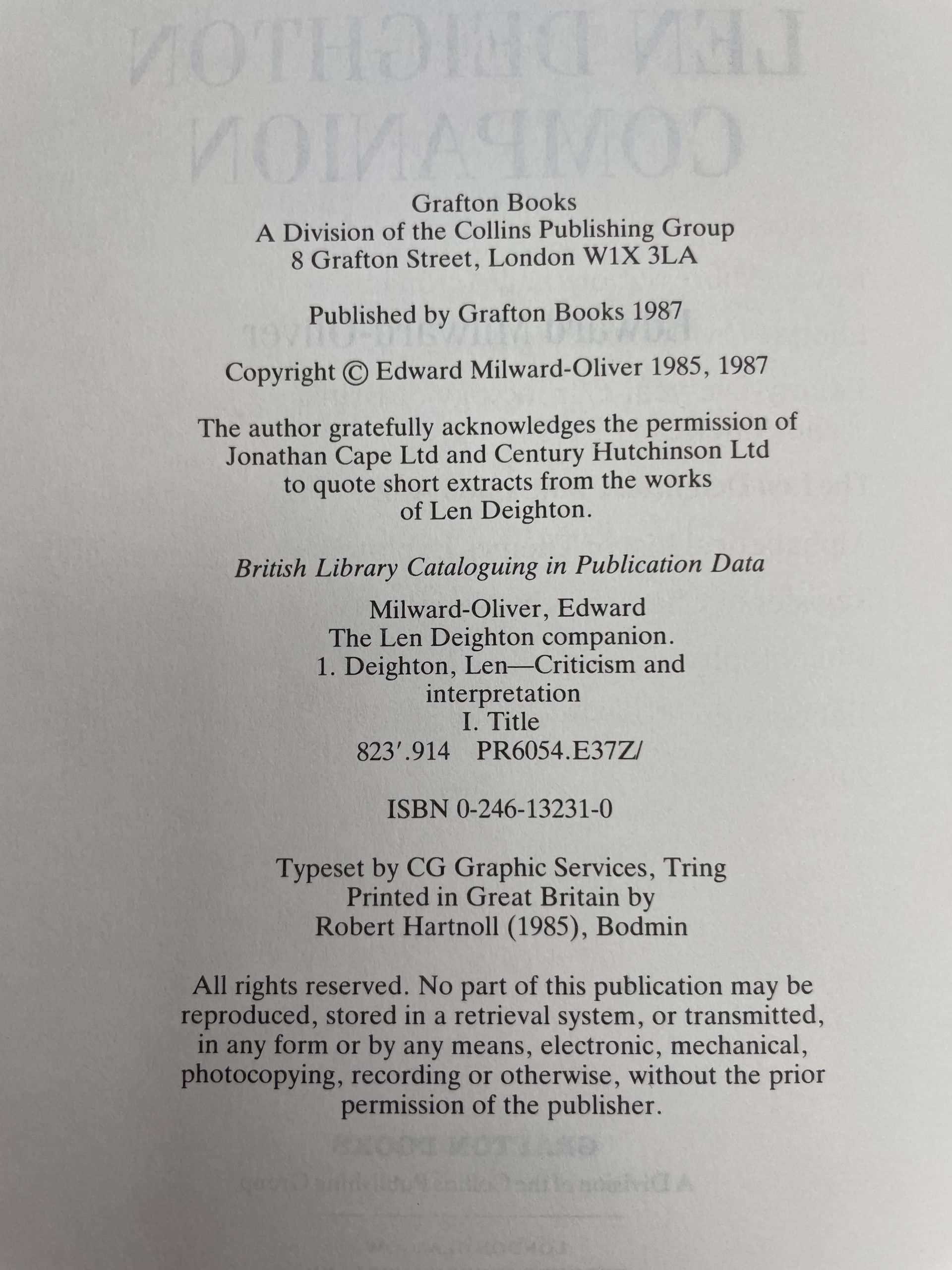 len deighton companion first edi2