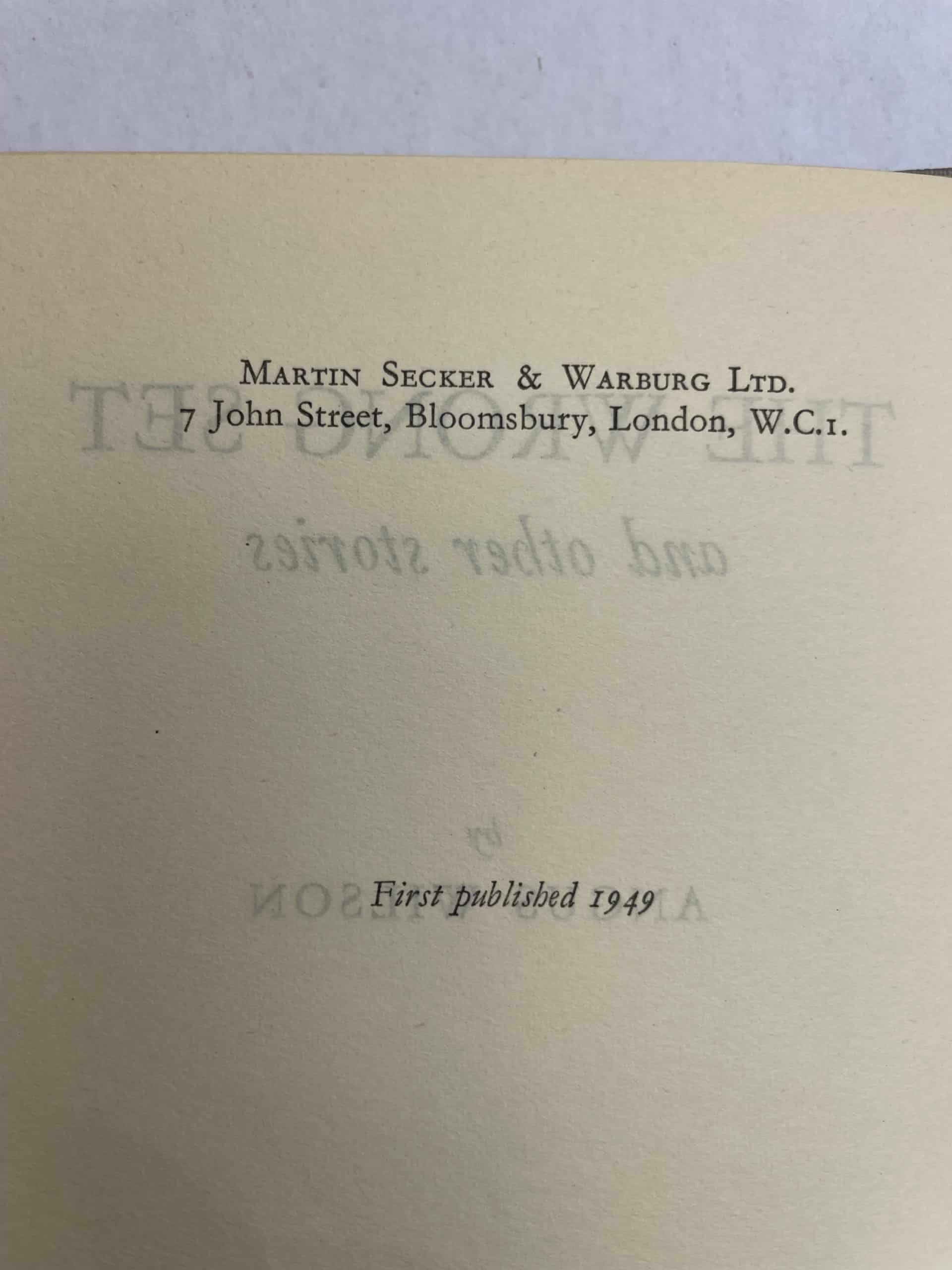 angus wilson the wrong set first ed2