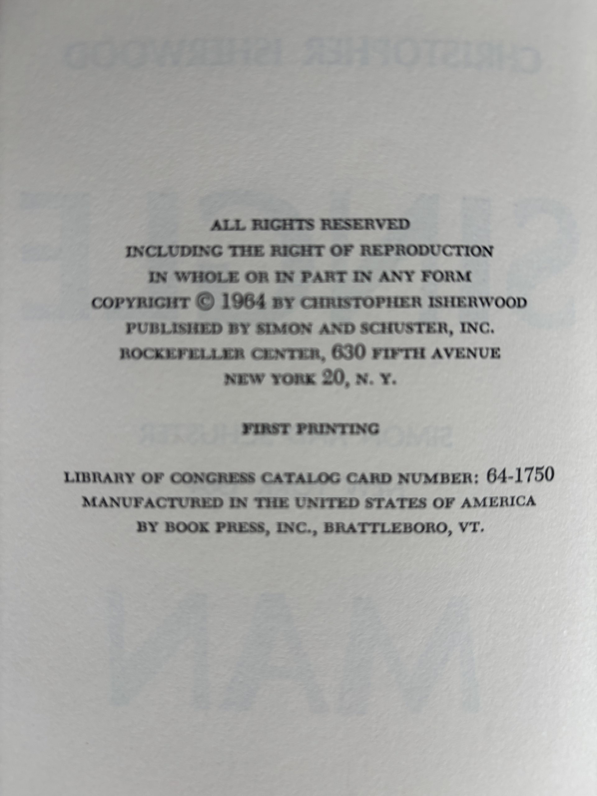 christopher isherwood a single man first us ed2
