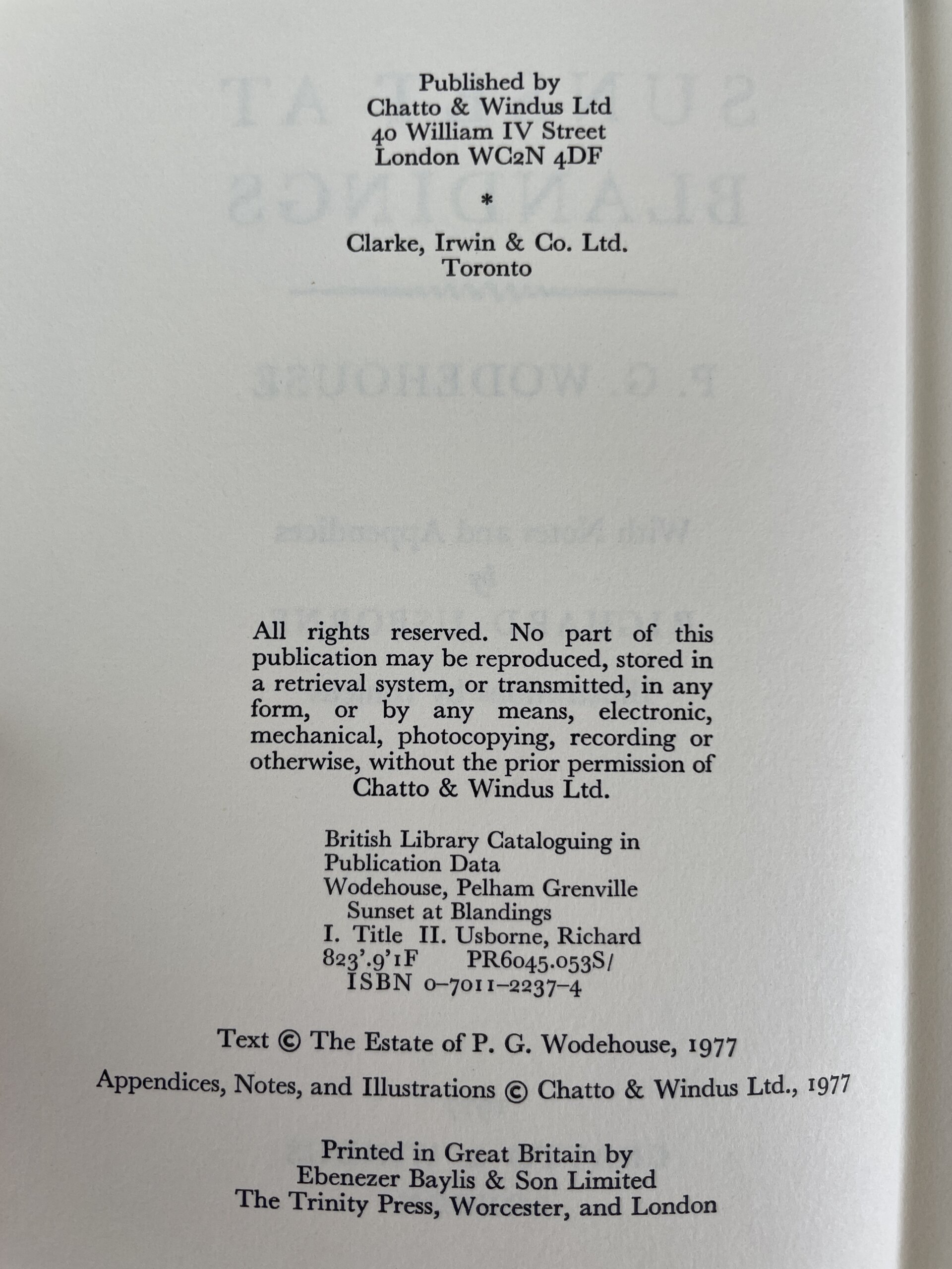 pg wodehouse sunset at blandings first ed2