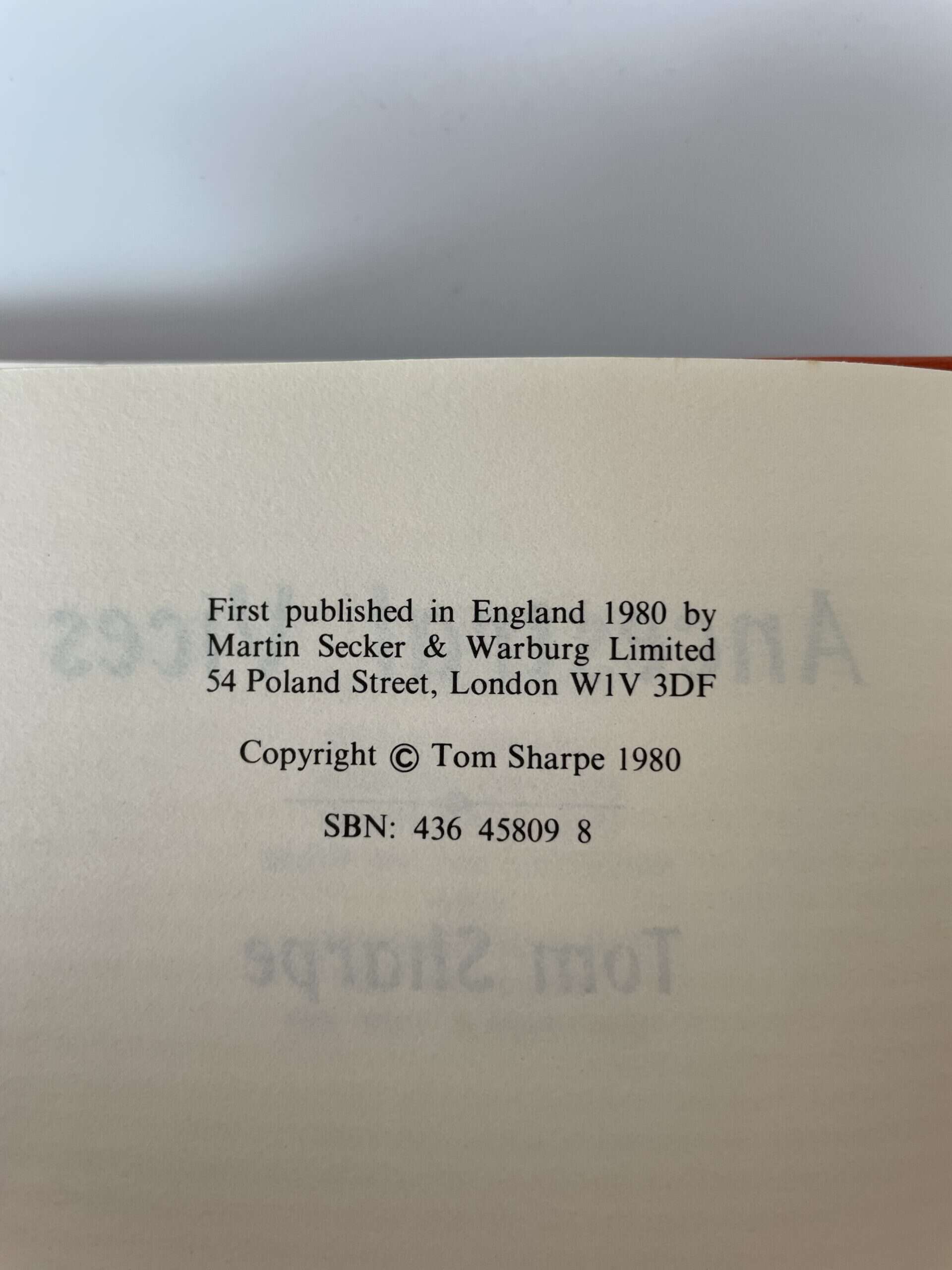 tom sharpe ancestral vices first edition2
