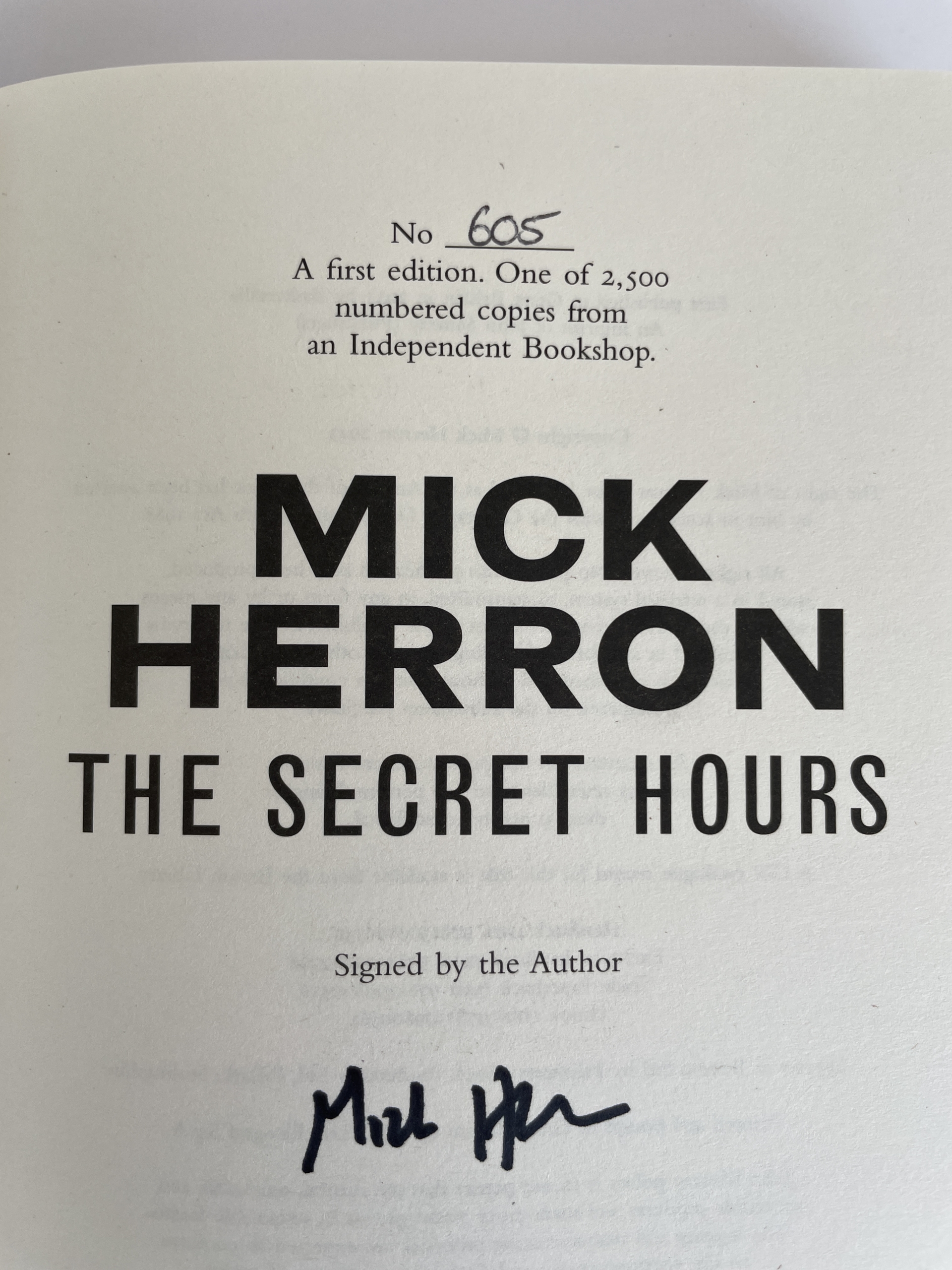 mick herron the secret hours signed 1st 2