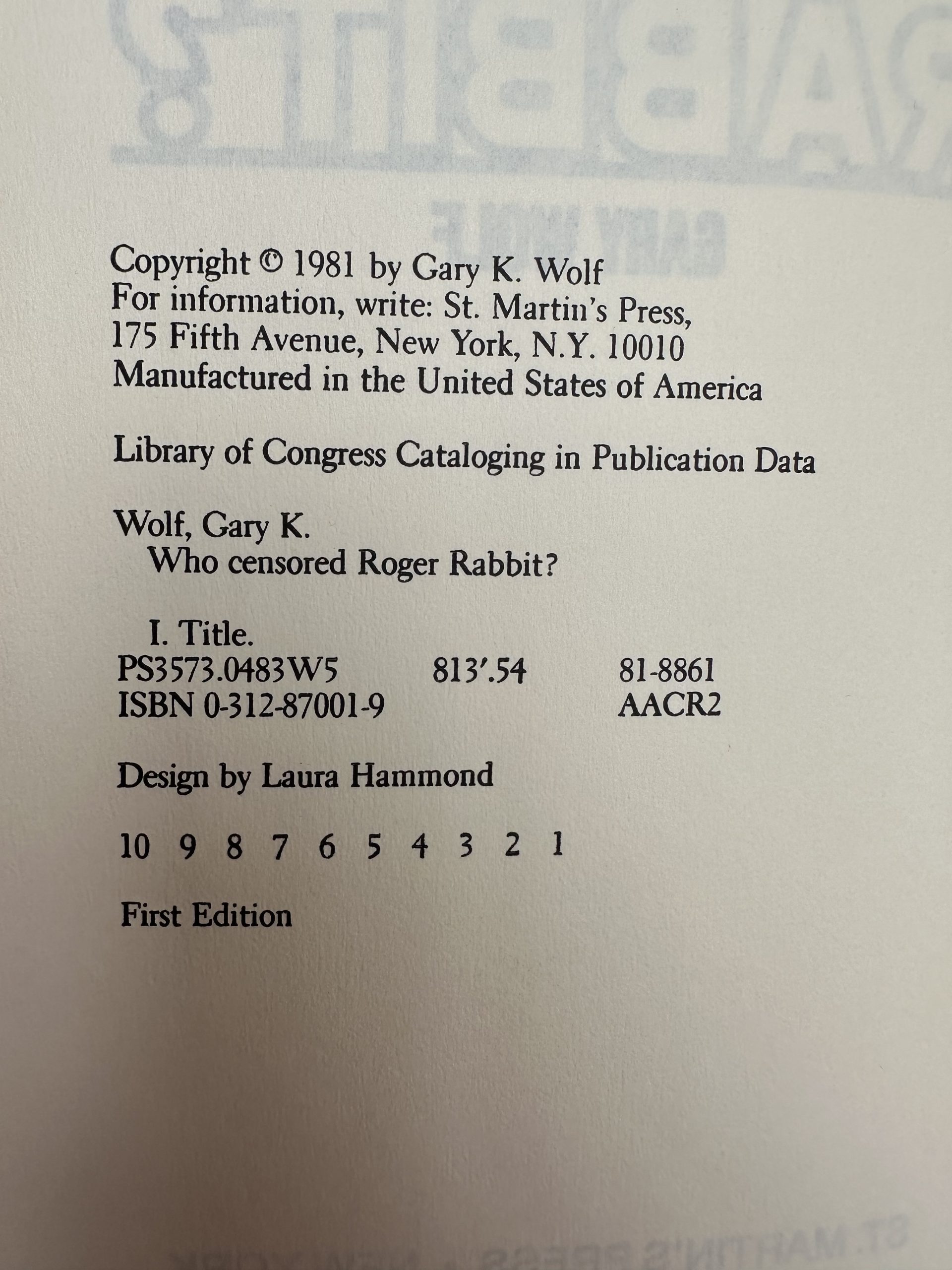 Gary Wolf - Who Censored Roger Rabbit? - First US Edition 1981 - Image 2