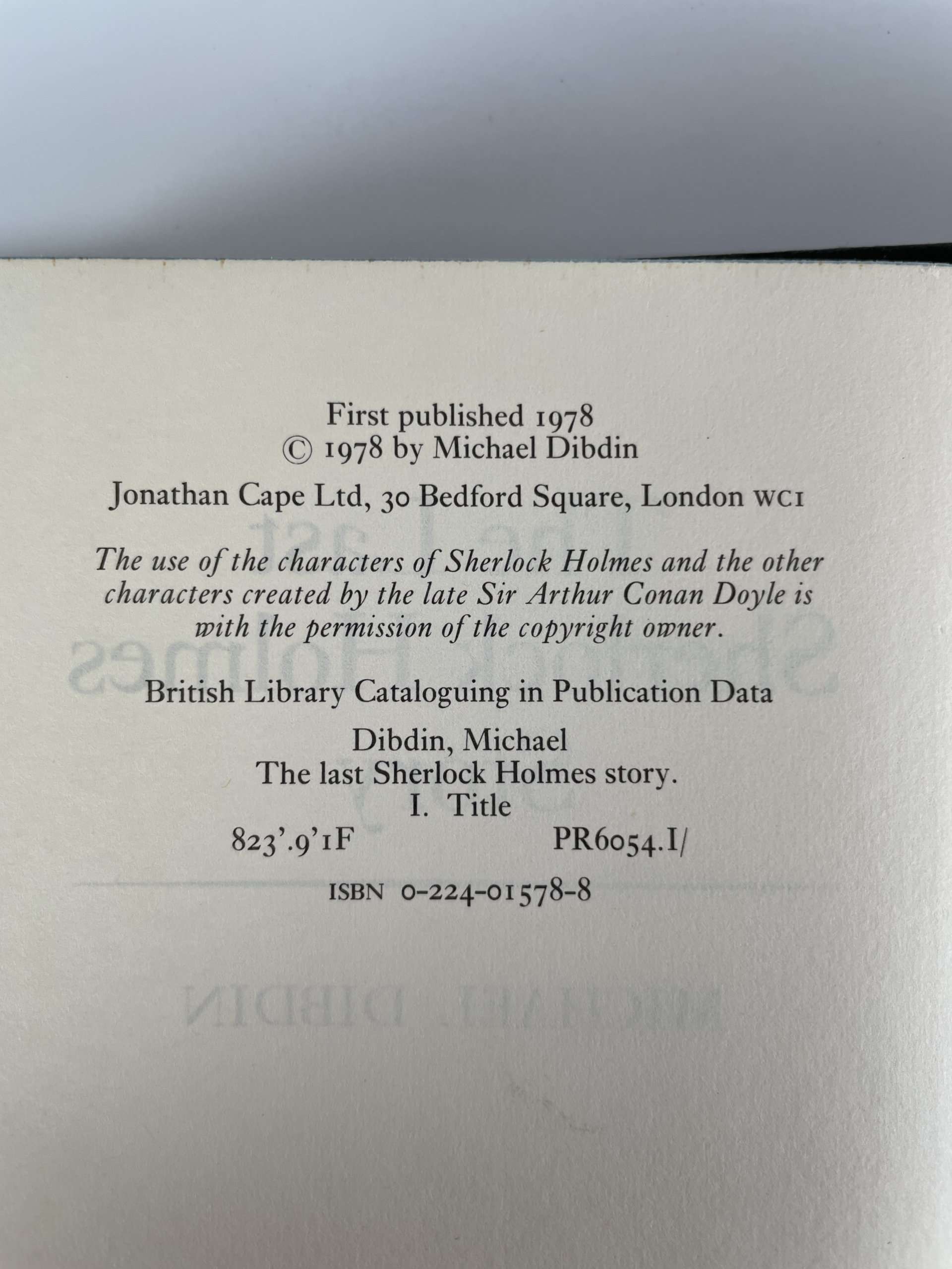 michael dibdin the last sherlock holmes story first ed2