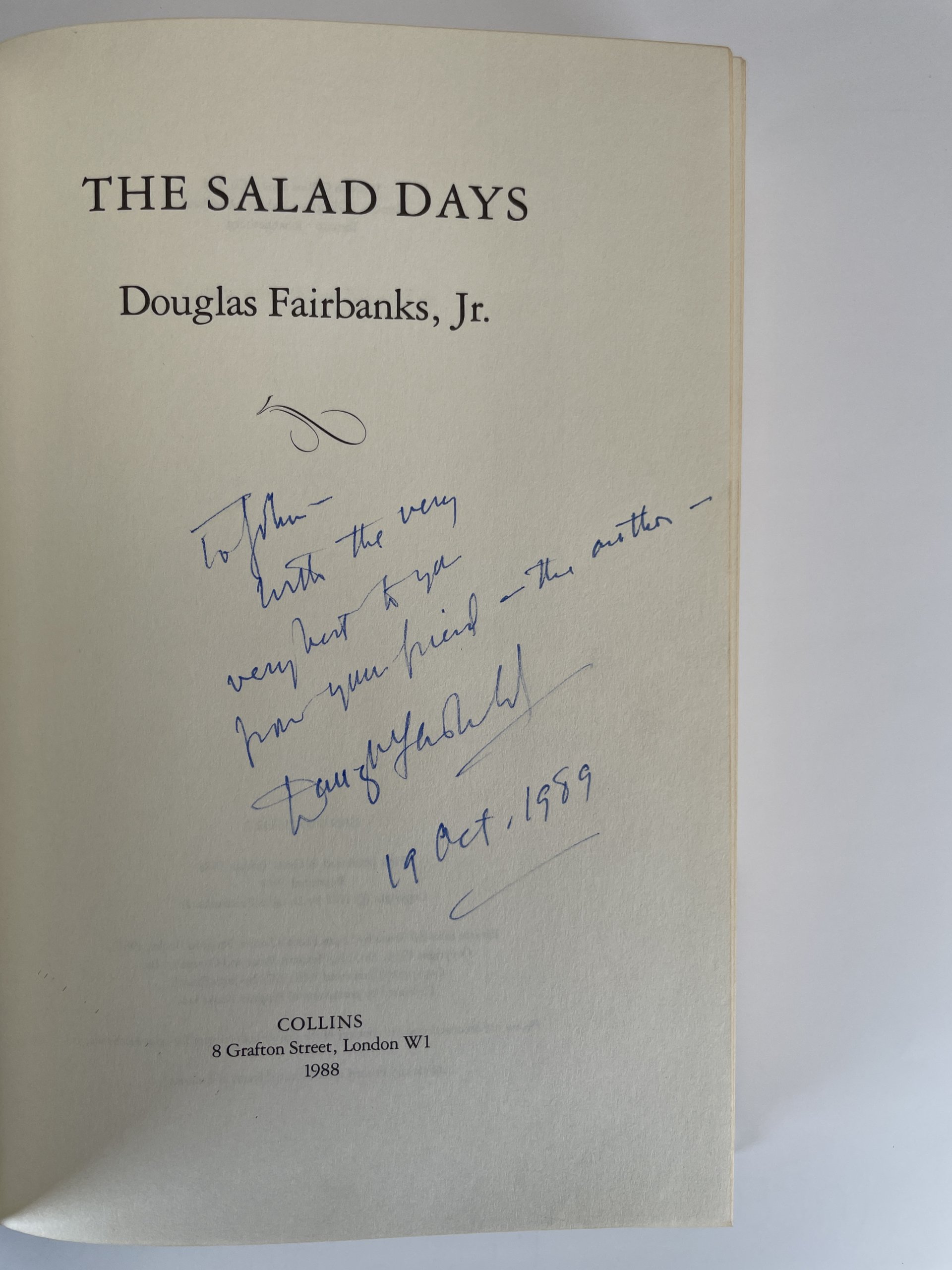 douglas fairbanks jr salad days signed first2
