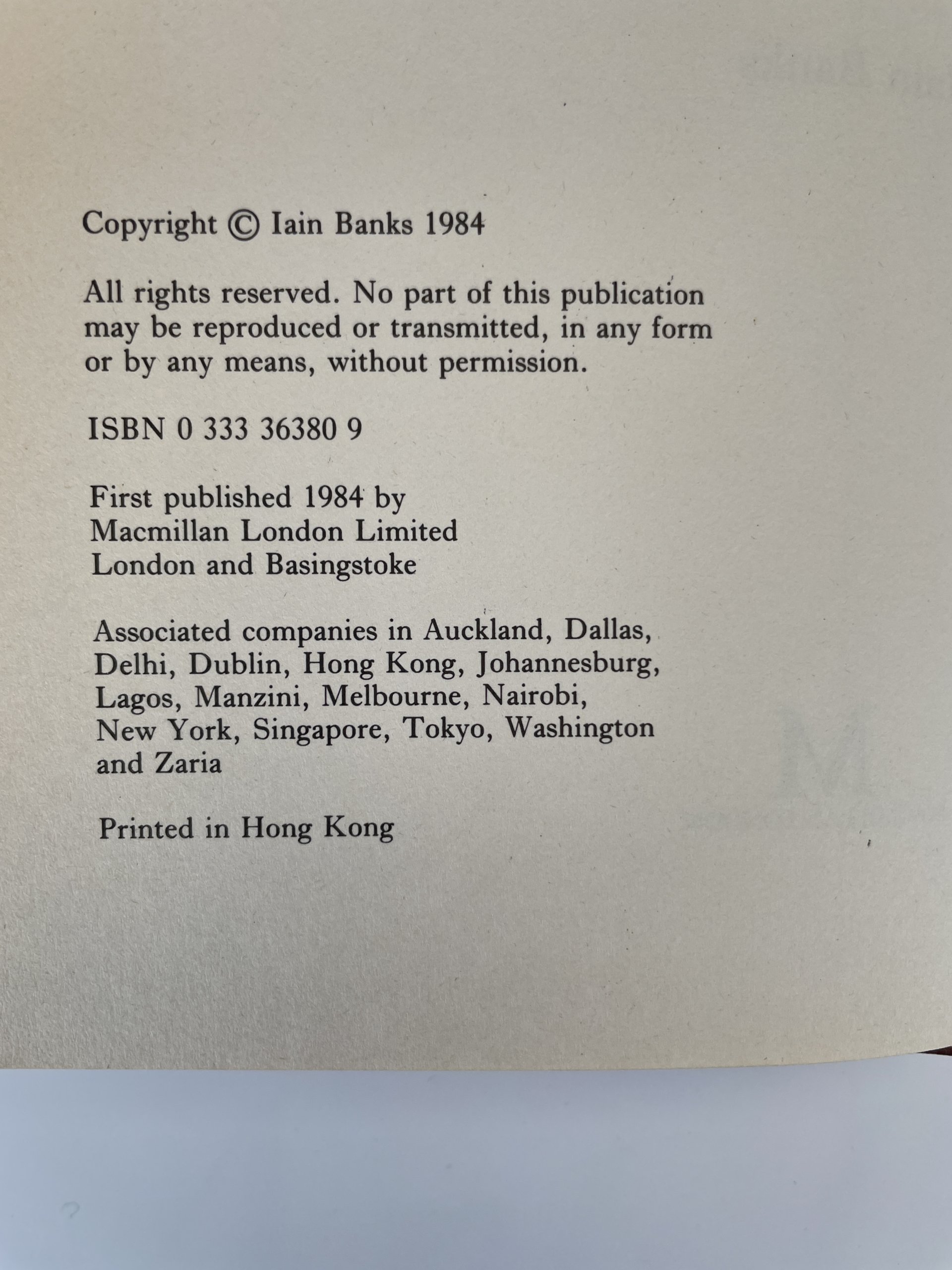 iain banks the wasp factory signed first ed3