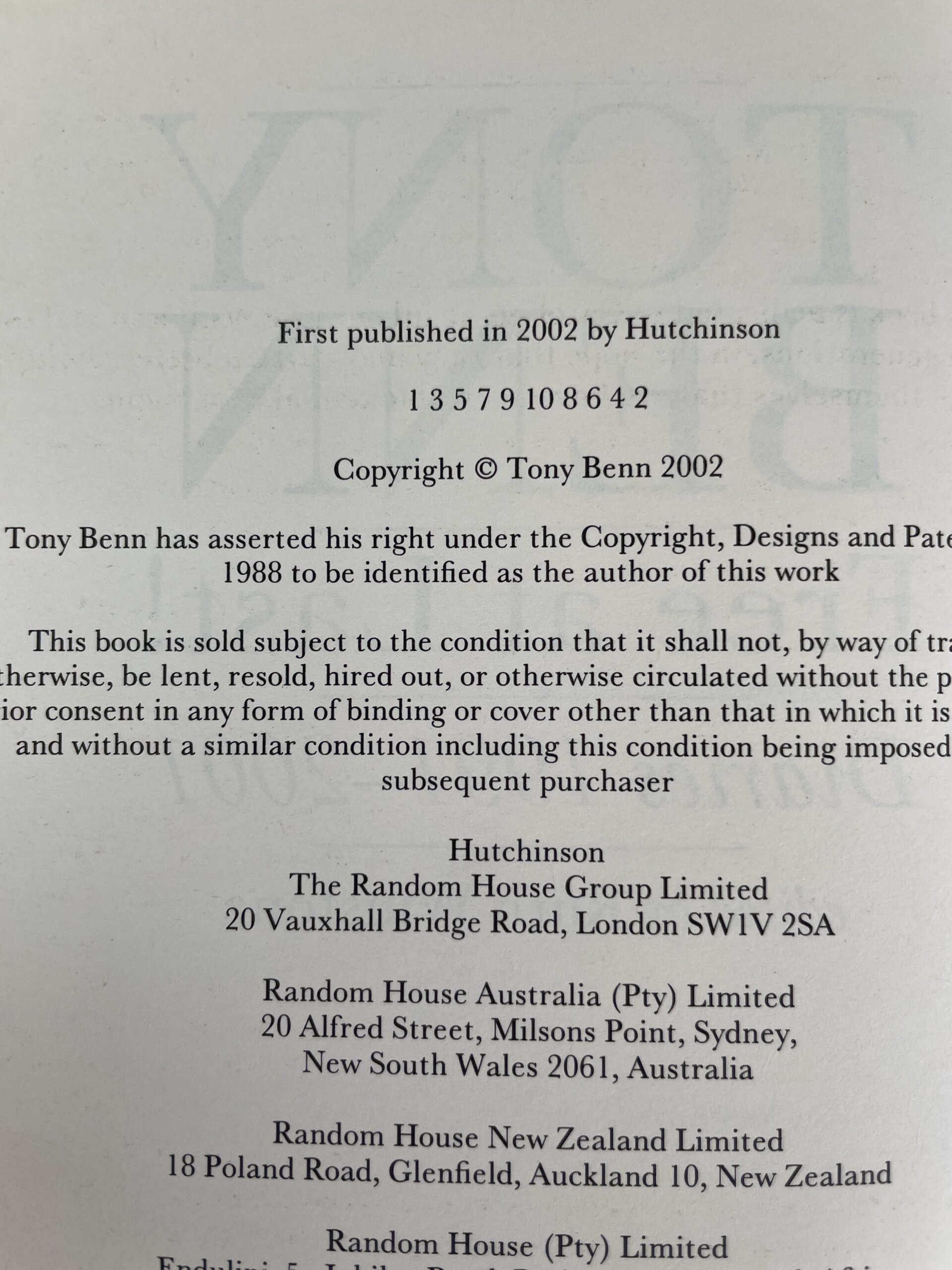 tony benn free at last signed first edition3