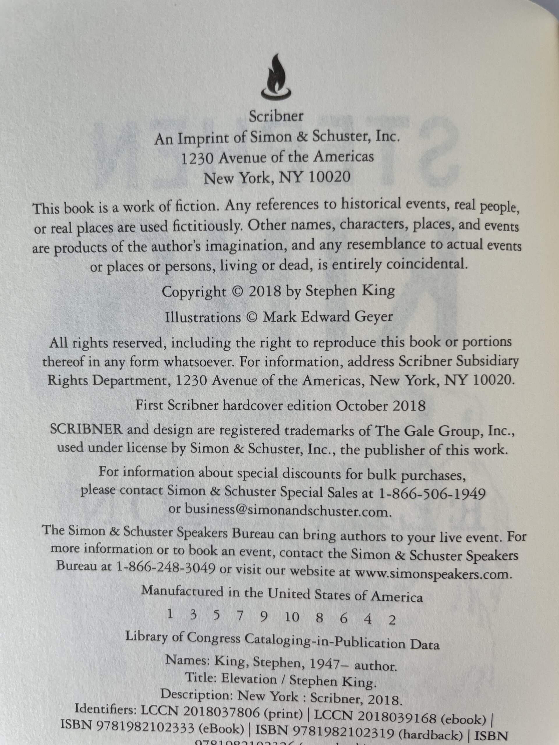 stephen king elevation first us edition2