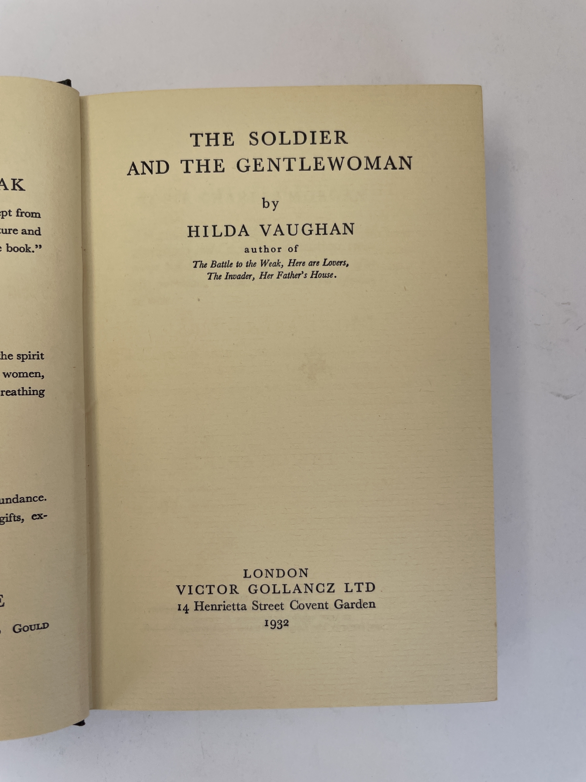 hilda vaughan the soldier and the gentlewoman first ed2