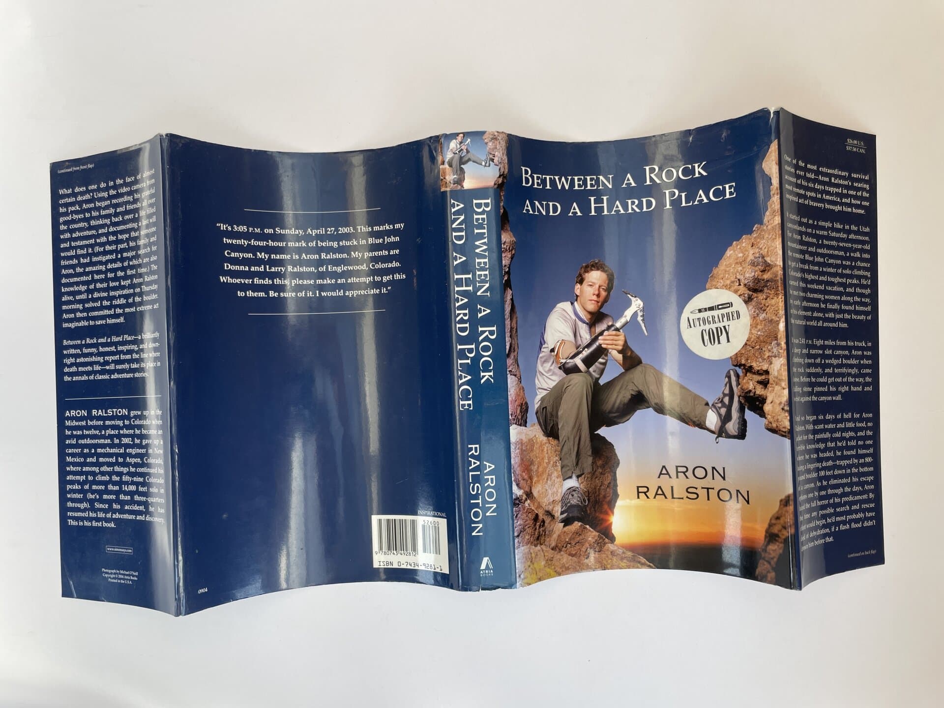 aron ralston between and rock and hard place signed first5