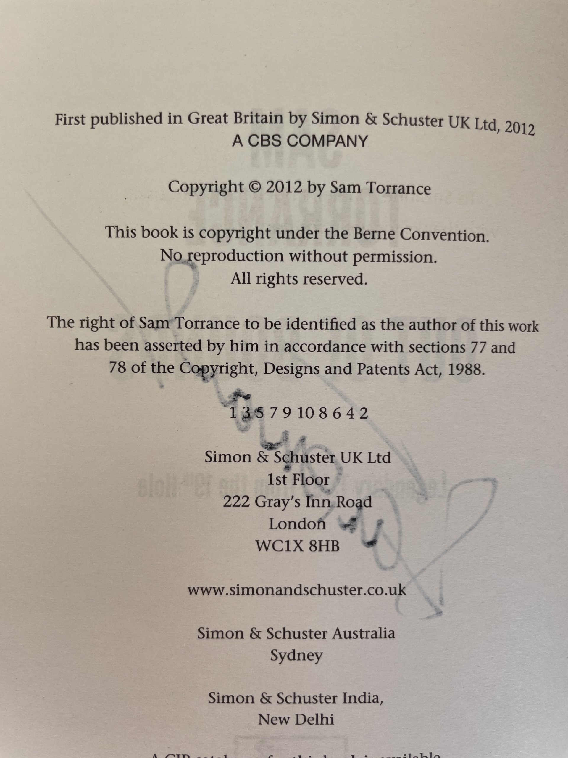 sam torrance out of bounds signed first ed3