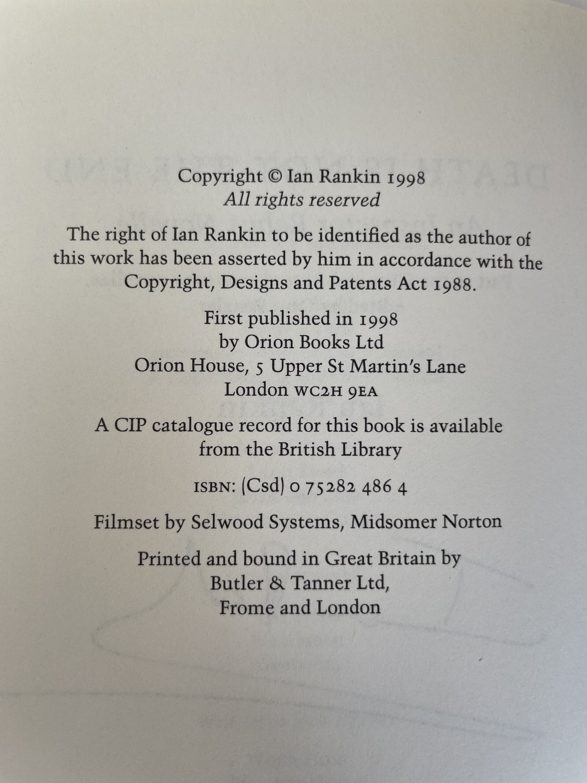 ian rankin death is not the end signed first 3