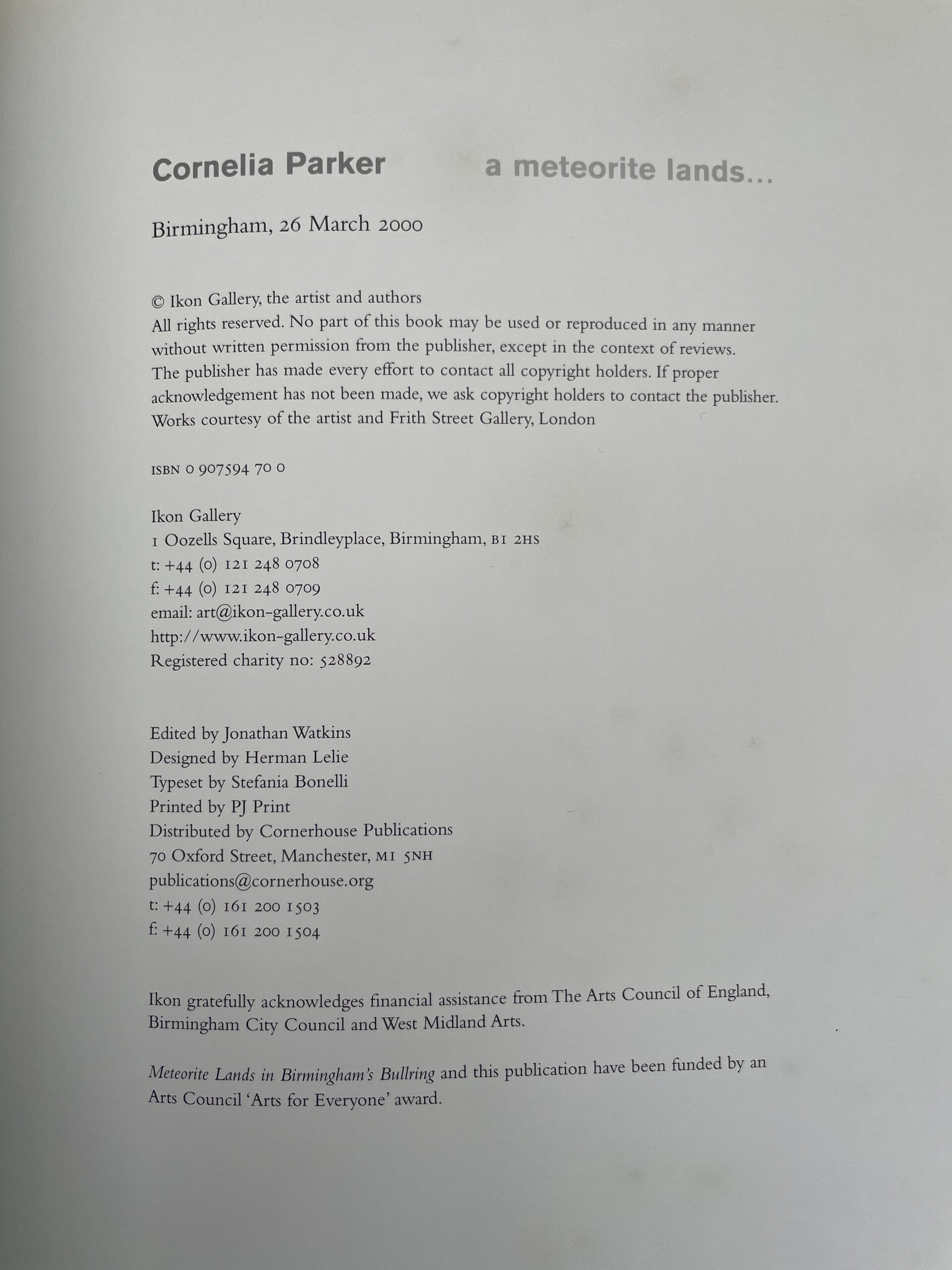 cornelia parker a meteorite lands first ed2
