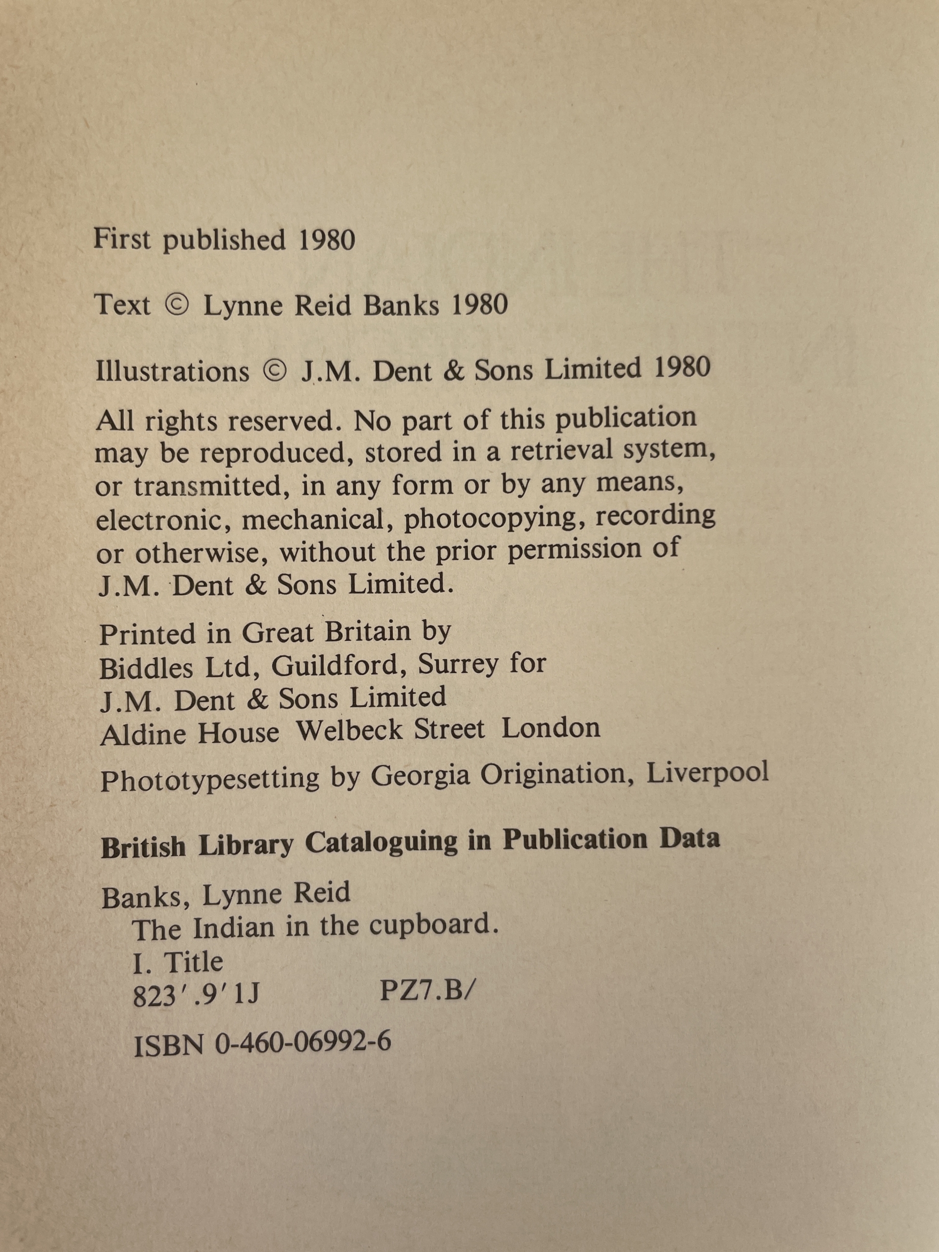 lynne reid banks the indian in the cupboard first ed2