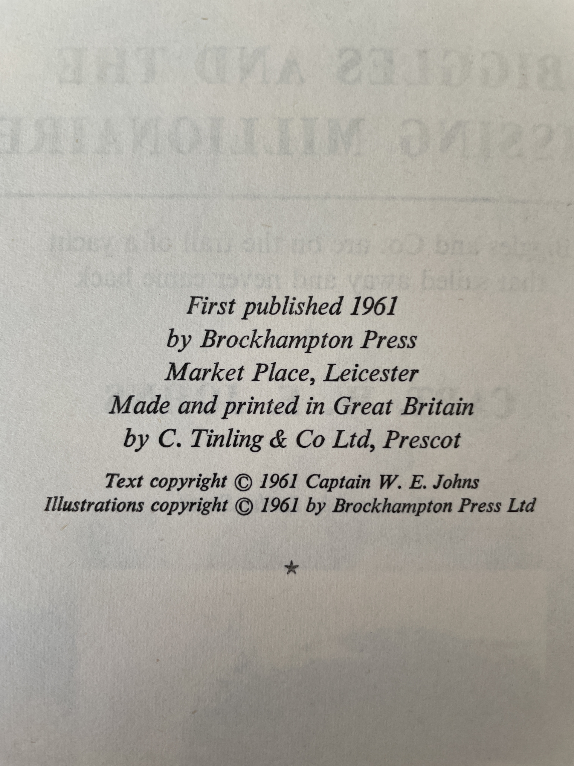 we johns biggles and the missing millionaire signed3