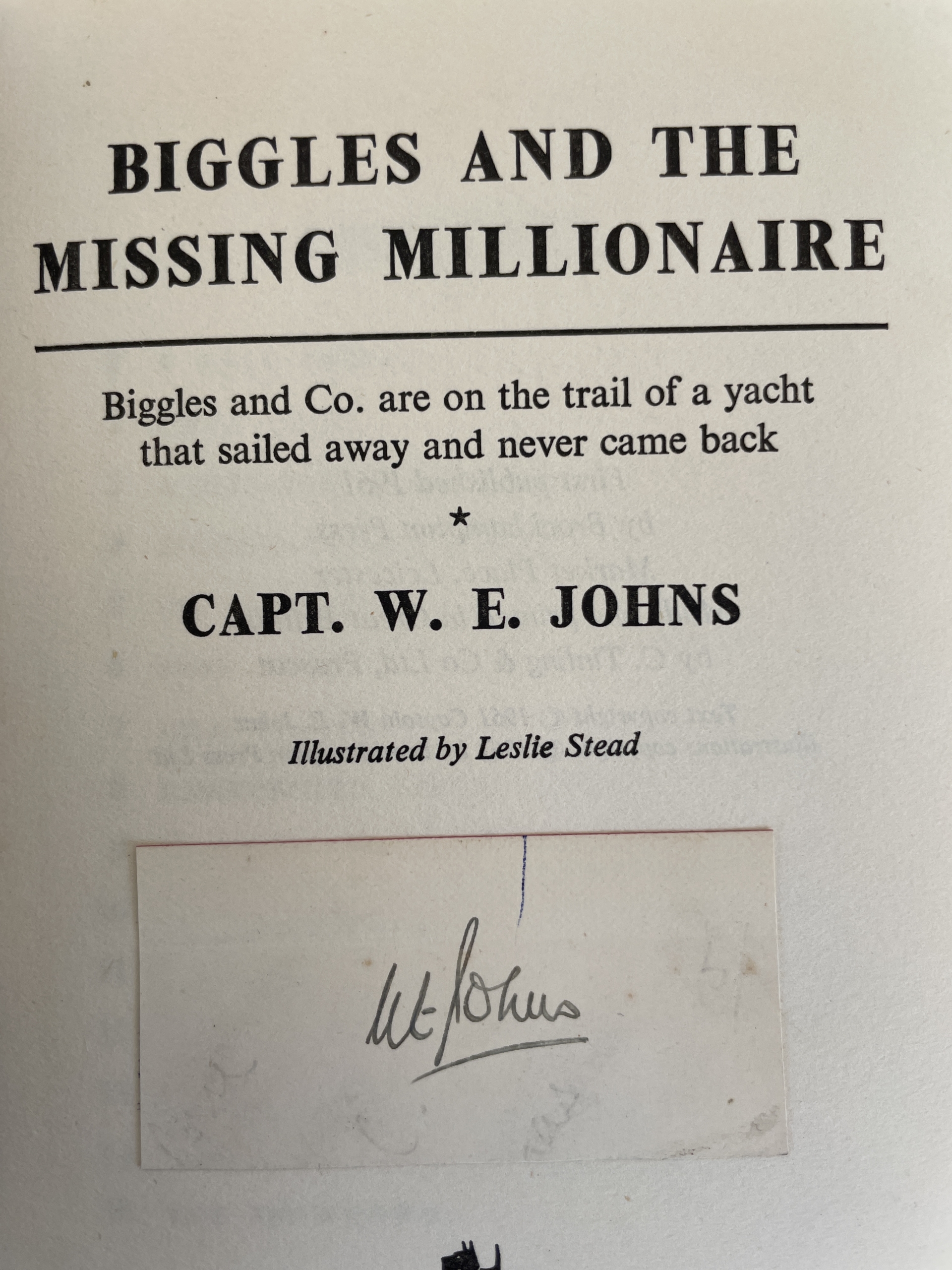 we johns biggles and the missing millionaire signed2